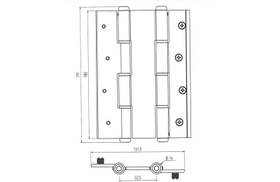 BISAGRA DOBLE ACCION BLANCA 180X133X4MM.