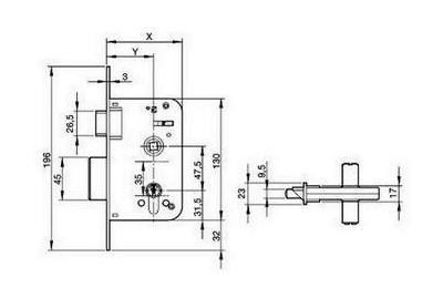 CERRADURA YALE Nº600/70 MM. 45MM HN. C/REDONDO