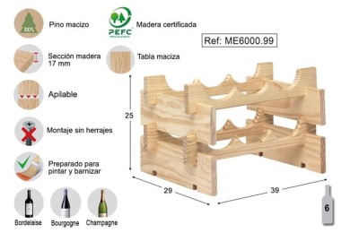 BOTELLERO PINO MERLOT-6 25X39X29 CMS.