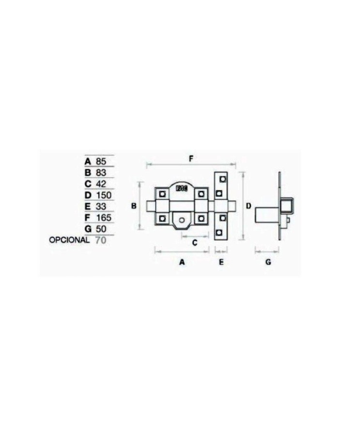 CERROJO FAC DORADO 301-LP-80 SEGURIDAD