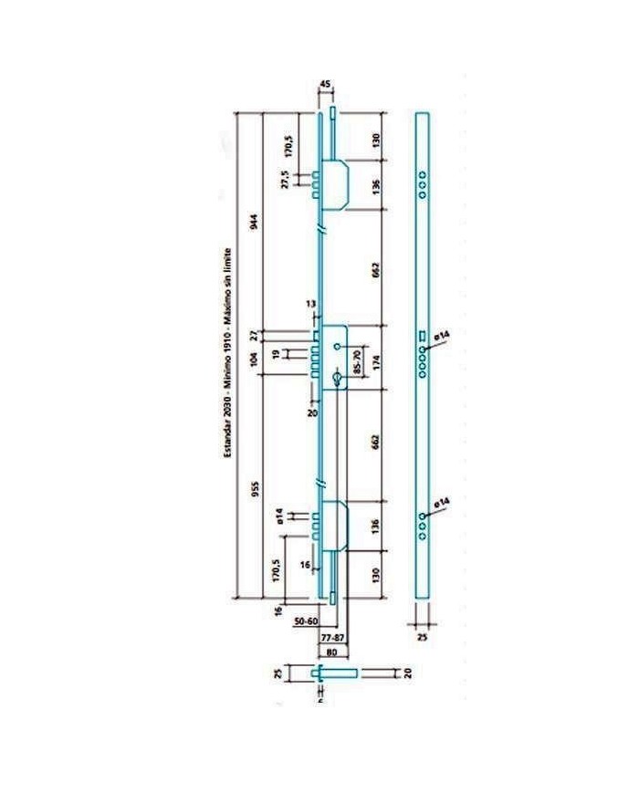 CERRADURA EZCURRA E2000B/3 ESMALTADA 3PUNTOS