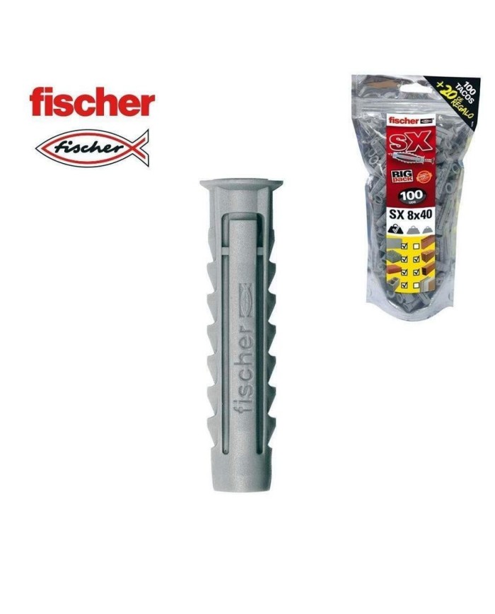 TACO NYLON SX PLUS FISCHER 8MM. BOLSA 100+20UDS. 568726
