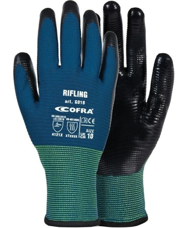 GUANTES NITRILO RIFLING TALLA 9 NEGRO 12UNID.