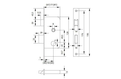 CERRADURA TESA 2010-P/60 MM. HN. CANTO REDONDO