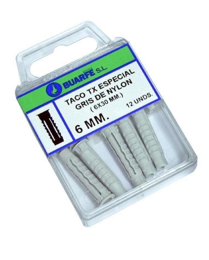 TACO NYLON GRIS TX BUARFE  8MM. BLISTER 6UDS.