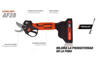 TIJERA PODA ALTUNA 21V. 2 BATERIAS 2.0AH CORTE 28MM.