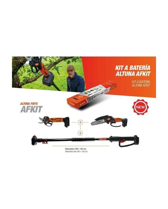 KIT PODA ALTUNA TIJERA+MOTOSIERRA Y PERTIGA 2BATERIAS 21V-2AH AFKIT