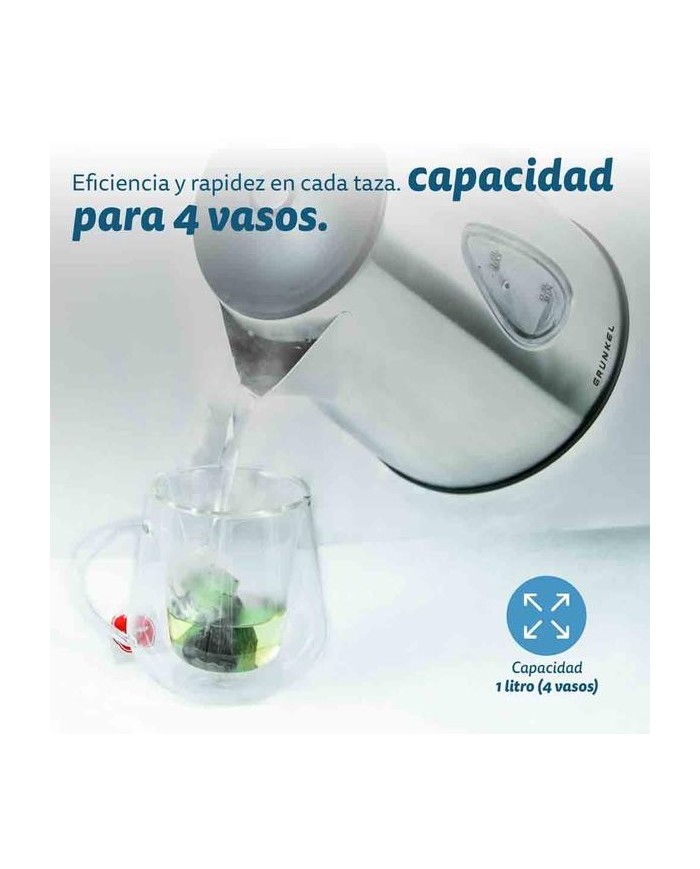 HERVIDOR DE AGUA ACERO INOXIDABLE GRUNKEL 1LT. 2200W.