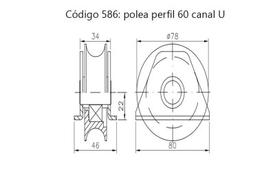 POLEA CORREDERA SOPORTE 80X20 MM. ESTEBRO