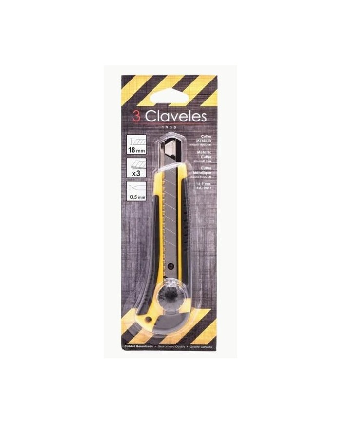 CUTTER 3 CLAVELES CON RUEDA DE BLOQUEO BIMATERIAL 18 MM. 00211
