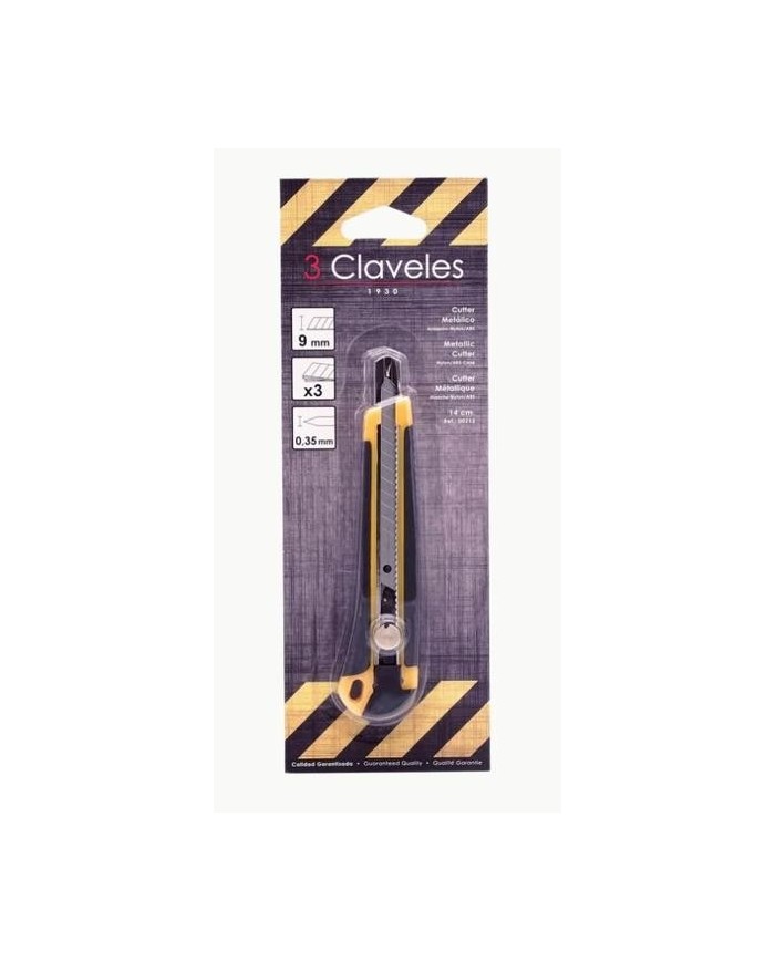 CUTTER 3 CLAVELES CON RUEDA DE BLOQUEO BIMATERIAL 9 MM. 00212