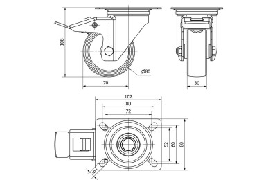 RUEDA GIRATORIA TW0206 130.1-080-3 CON FRENO