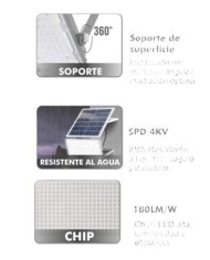 FOCO SOLAR VARTA CON MANDO DIST.50W. 6500K