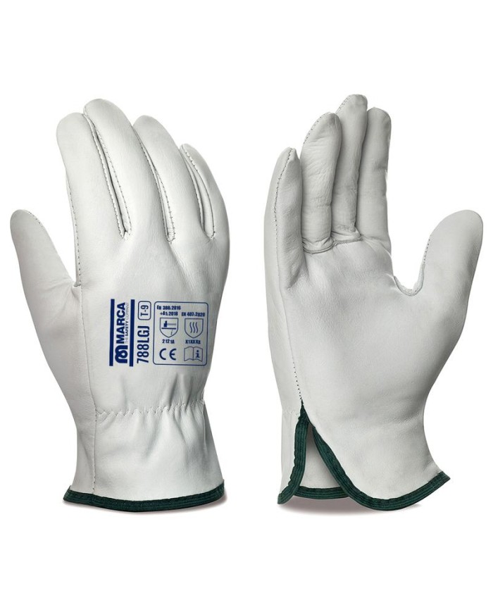 GUANTES PIEL BLANCA T-10 MARCA 12UDS.