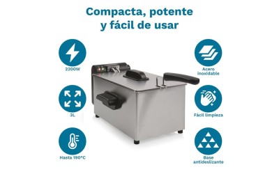 FREIDORA ACERO INOXIDABLE 3'0 LTS. 2000W. GRUNKEL