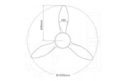 VENTILADOR TECHO 40W. 122CMS. BLANCO/MADERA GSC