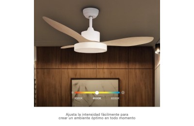 VENTILADOR TECHO 40W. 122CMS. BLANCO/MADERA GSC