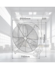 VENTILADOR DE SUELO GSC INDUSTRIAL CON RUEDAS 250W. 70CMS. 005000746