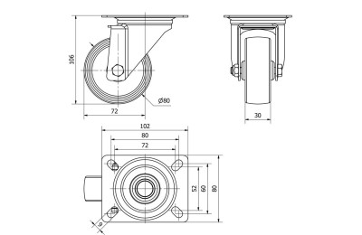 RUEDA GIRATORIA TW0196 130.1-080-1 POLIAMIDA
