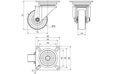 RUEDA GIRATORIA TW0229 401-050-1 GRIS
