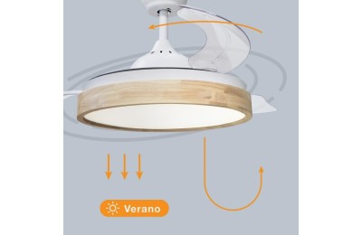 VENTILADOR TECHO 36W. 107CMS. BLANCO/MADERA GSC