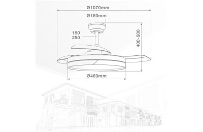 VENTILADOR TECHO 36W.107CM. BLANCO GSC