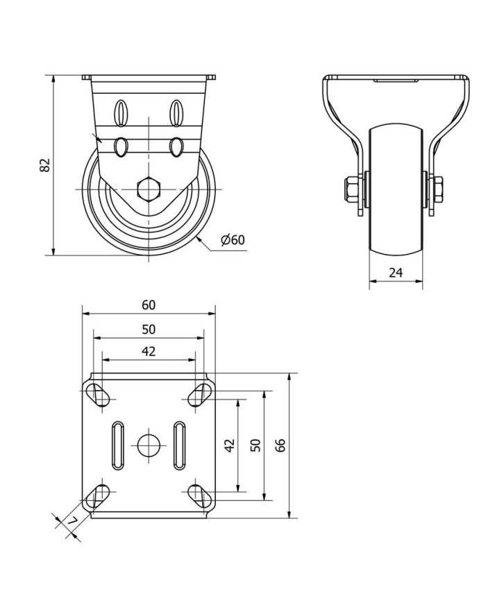RUEDA FIJA TW0234 - 401-060-2 GRIS