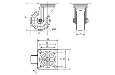 RUEDA GIRATORIA TW0230 401-060-1 GRIS