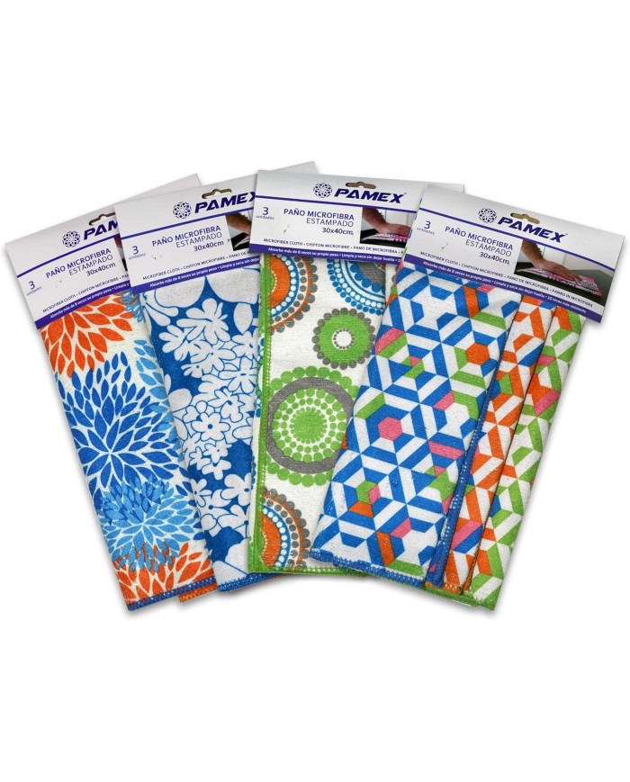PAÑO MICROFIBRA ESTAMPADO 30X40CMS. 3UD.