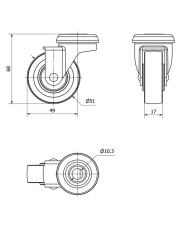 RUEDA GIRATORIA TW0156 601-050-4 GRIS CON GOMA