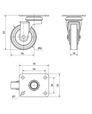 RUEDA GIRATORIA TW0153 601-601-1 GRIS CON GOMA