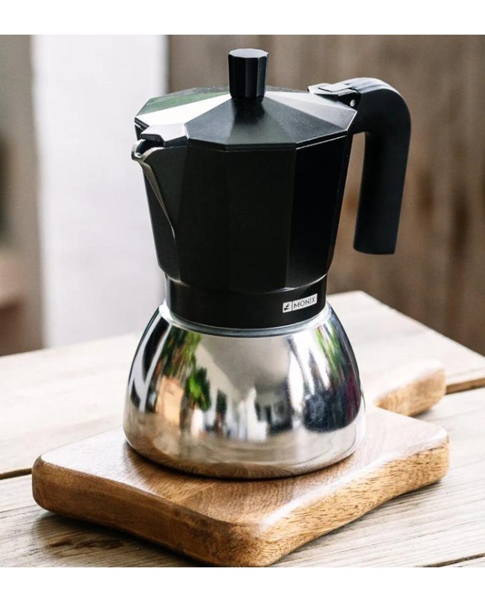 CAFETERA MONIX INDUCCION ACERO INOXIDABLE NEGRO 6 TAZAS