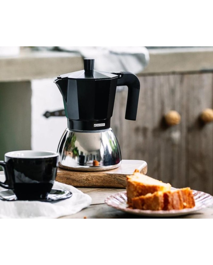 CAFETERA MONIX INDUCCION ACERO INOXIDABLE NEGRO 6 TAZAS