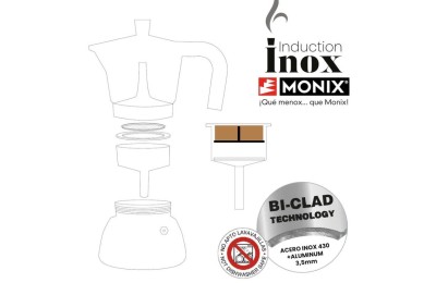 CAFETERA INDUCTION INOX BLACK  6T MONIX