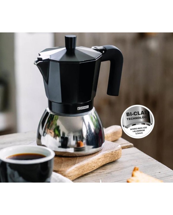 CAFETERA MONIX INDUCCION ACERO INOXIDABLE NEGRO 9 TAZAS