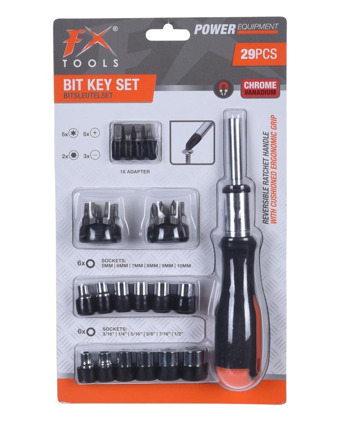 JUEGO DESTORNILLADOR CARRACA FXTOOLS 29PZAS.