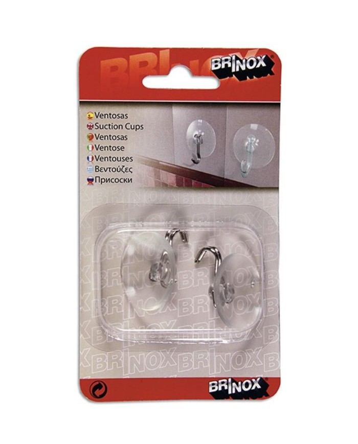 PERCHA VENTOSA 40MM. C/GANCHO BRINOX B50810H B/2UDS.