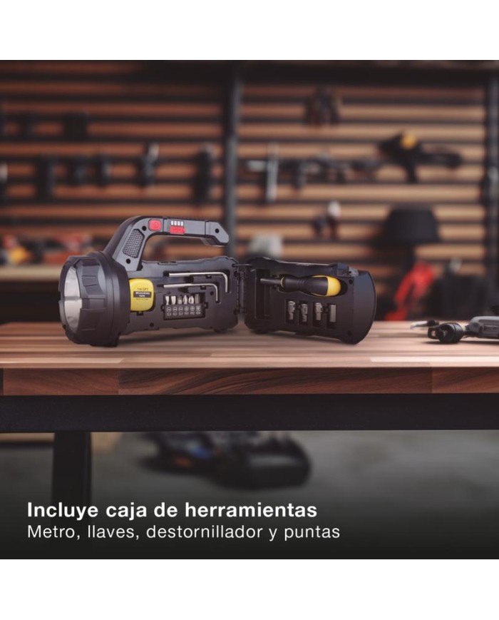 LINTERNA MULTIUSOS 10W RECARGABLE USB CON CAJA DE HERRAMIENTAS GSC