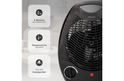 CALEFACTOR ELECTRICO VERTICAL NEGRO 2000W.