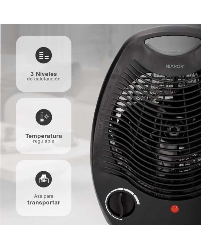 CALEFACTOR ELECTRICO VERTICAL NEGRO 2000W.