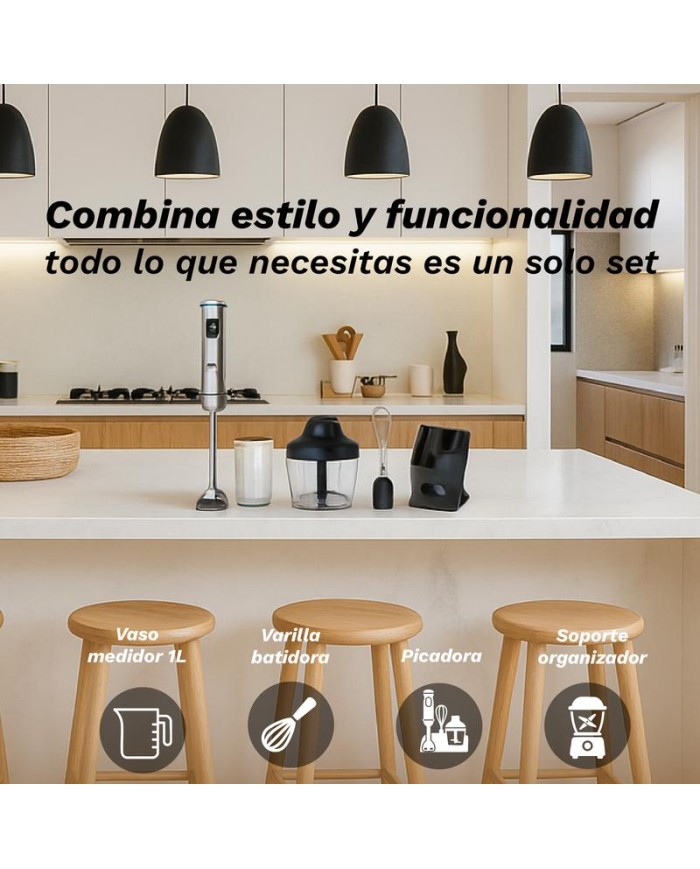 BATIDORA PICADORA 3 ACCESORIOS GRUNKEL