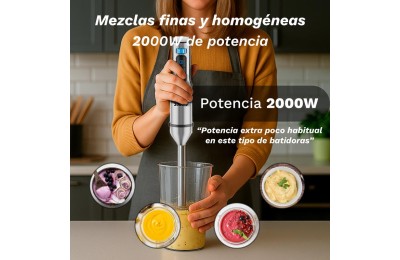 BATIDORA PICADORA 3 ACCESORIOS GRUNKEL 2000W
