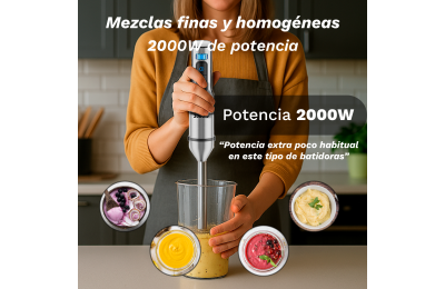 BATIDORA PICADORA 3 ACCESORIOS GRUNKEL 2000W