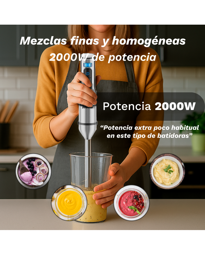 BATIDORA PICADORA 3 ACCESORIOS GRUNKEL