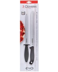 CUCHILLO JAMONERO Y CHAIRA 250MM. 3 CLAVELES          01721