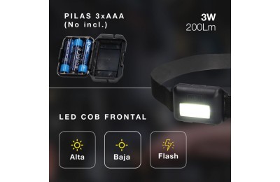 LINTERNA PARA CABEZA 3W. CINTA REGULABLE