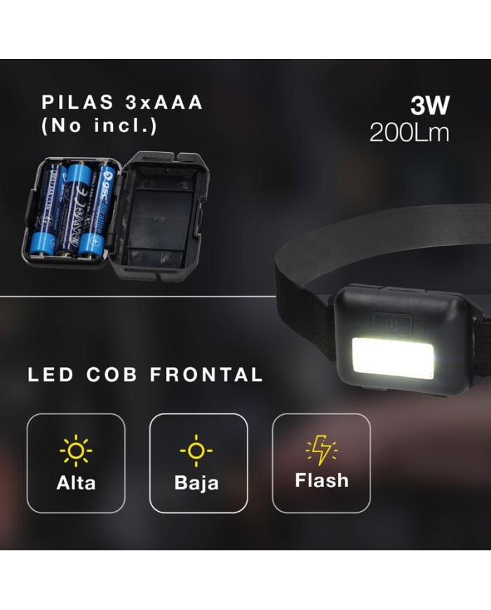 LINTERNA PARA CABEZA 3W. CINTA REGULABLE
