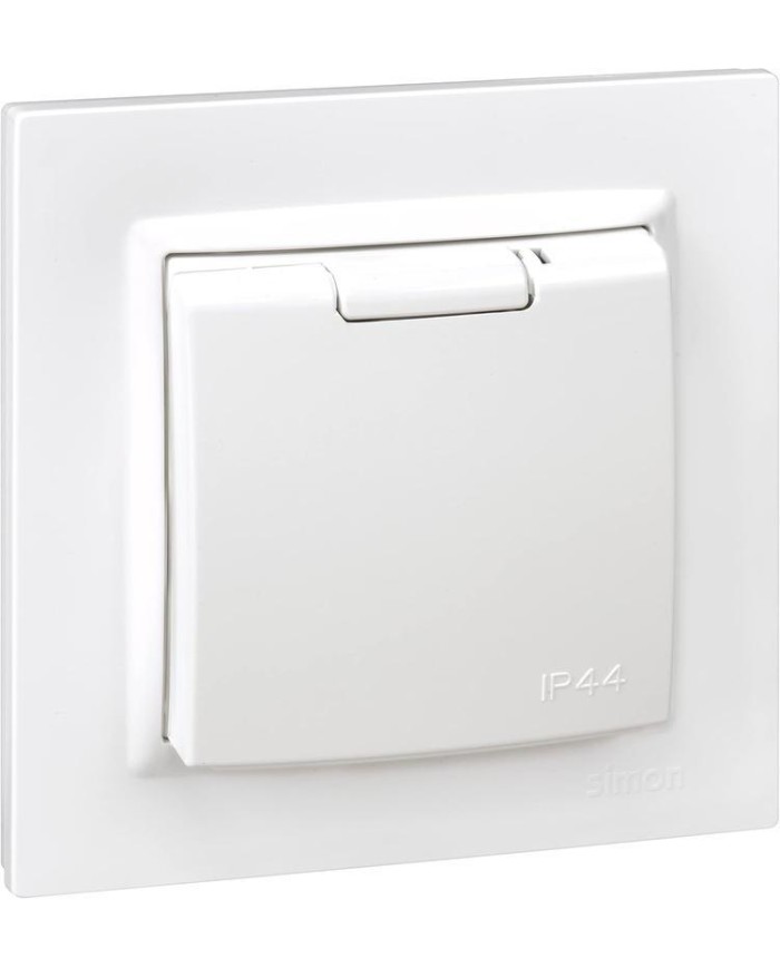 BASE ENCHUFE EMPOTRAR C/TAPA SIMON 10 BLANCO 8,4X8,4X4,5 CMS.