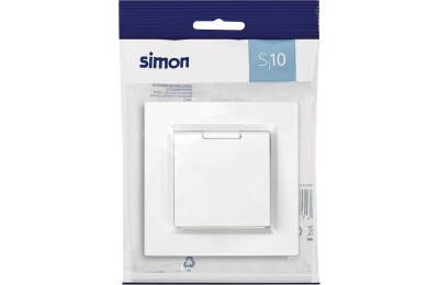 BASE ENCHUFE EMPOTRAR C/TAPA SIMON 10 BLANCO 8,4X8,4X4,5 CMS.