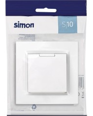 BASE ENCHUFE EMPOTRAR C/TAPA SIMON 10 BLANCO 8,4X8,4X4,5 CMS.